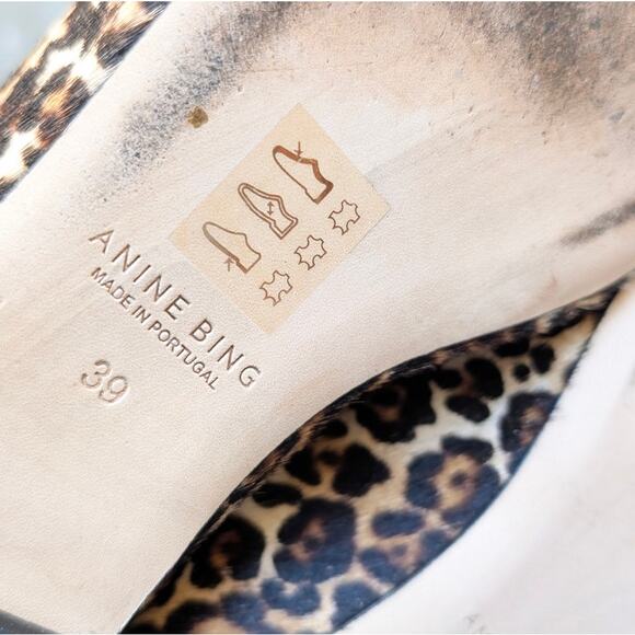 ANINE BING Jamie Leopard Calf Hair Bow Flats, size EU39/US9 - Picture 3 of 5